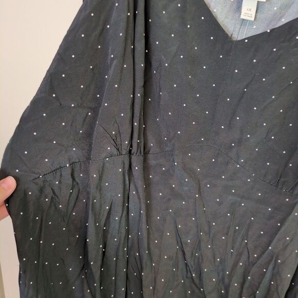 NEW A New Day Women's 4X Long Sleeve Crepe Maxi A-Line Dress Black Plus - Picture 5 of 6